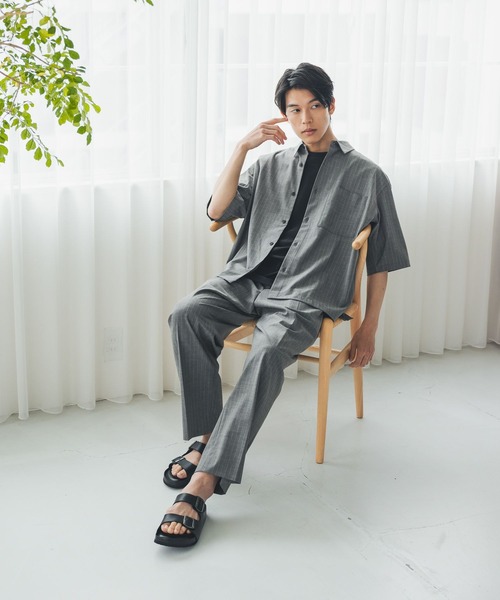 GLOBAL WORK（グローバルワーク）の「アーバンクリーンワイドパンツ/AIR/632890（スラックス・メンズ・モカ/アイボリー/チャコールグレー/グレー系その他/ブラック・SMALL/X-LARGE/LARGE/MEDIUM）」の12枚目の写真