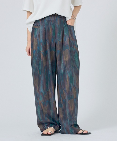 NOMINE(ノミネ)の「【NOMINE】水彩アート ニュアンス柄 タックパンツ(その他パンツ・レディース・その他/オレンジ/グレイッシュブルー・S/M)」の3枚目の写真