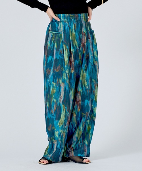 NOMINE(ノミネ)の「【NOMINE】水彩アート ニュアンス柄 タックパンツ(その他パンツ・レディース・その他/オレンジ/グレイッシュブルー・S/M)」の5枚目の写真