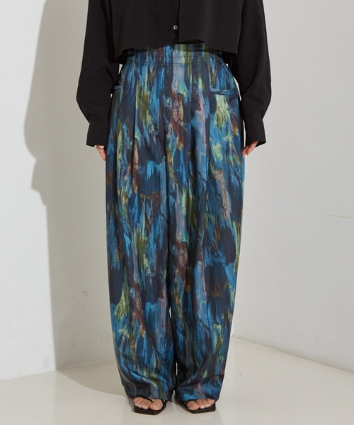 NOMINE(ノミネ)の「【NOMINE】水彩アート ニュアンス柄 タックパンツ(その他パンツ・レディース・その他/オレンジ/グレイッシュブルー・S/M)」の6枚目の写真