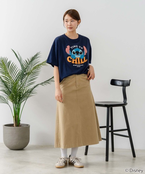Disney（ディズニー）の「【DISNEY/ディズニー】【ふんわりルーズシルエット 体形カバー】ベイマックス スティッチＴシャツ 半袖 サガラ刺繍 カジュアル キャラクターグッズ（Tシャツ/カットソー・レディース・イエロー/ネイビー/ブラック/ライトグレー・LARGE/MEDIUM）」の6枚目の写真