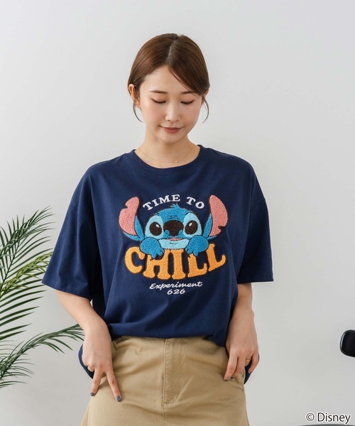 Disney（ディズニー）の「【DISNEY/ディズニー】【ふんわりルーズシルエット 体形カバー】ベイマックス スティッチＴシャツ 半袖 サガラ刺繍 カジュアル キャラクターグッズ（Tシャツ/カットソー・レディース・イエロー/ネイビー/ブラック/ライトグレー・LARGE/MEDIUM）」の7枚目の写真