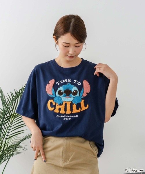 Disney（ディズニー）の「【DISNEY/ディズニー】【ふんわりルーズシルエット 体形カバー】ベイマックス スティッチＴシャツ 半袖 サガラ刺繍 カジュアル キャラクターグッズ（Tシャツ/カットソー・レディース・イエロー/ネイビー/ブラック/ライトグレー・LARGE/MEDIUM）」の8枚目の写真