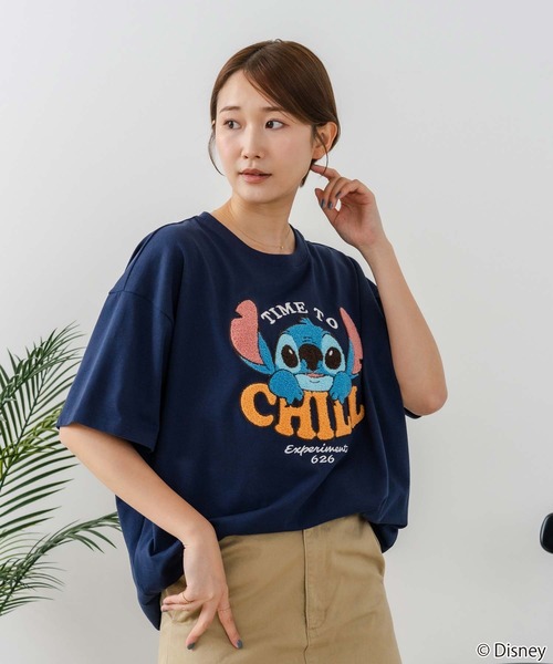 Disney（ディズニー）の「【DISNEY/ディズニー】【ふんわりルーズシルエット 体形カバー】ベイマックス スティッチＴシャツ 半袖 サガラ刺繍 カジュアル キャラクターグッズ（Tシャツ/カットソー・レディース・イエロー/ネイビー/ブラック/ライトグレー・LARGE/MEDIUM）」の9枚目の写真