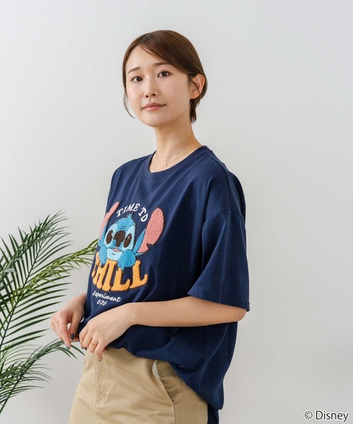 Disney（ディズニー）の「【DISNEY/ディズニー】【ふんわりルーズシルエット 体形カバー】ベイマックス スティッチＴシャツ 半袖 サガラ刺繍 カジュアル キャラクターグッズ（Tシャツ/カットソー・レディース・イエロー/ネイビー/ブラック/ライトグレー・LARGE/MEDIUM）」の10枚目の写真