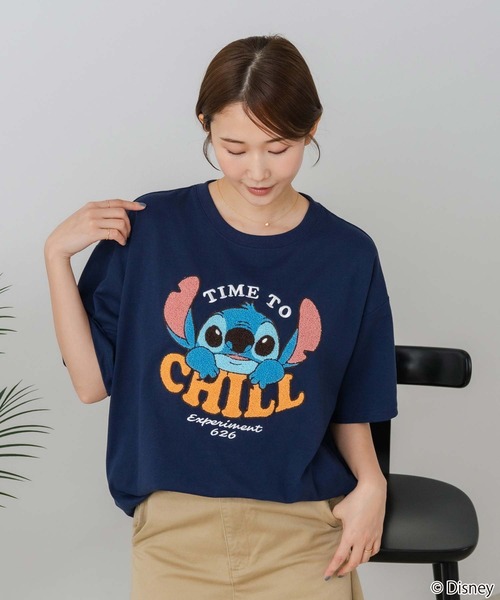 Disney（ディズニー）の「【DISNEY/ディズニー】【ふんわりルーズシルエット 体形カバー】ベイマックス スティッチＴシャツ 半袖 サガラ刺繍 カジュアル キャラクターグッズ（Tシャツ/カットソー・レディース・イエロー/ネイビー/ブラック/ライトグレー・LARGE/MEDIUM）」の12枚目の写真