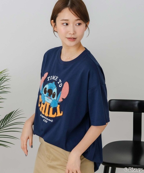Disney（ディズニー）の「【DISNEY/ディズニー】【ふんわりルーズシルエット 体形カバー】ベイマックス スティッチＴシャツ 半袖 サガラ刺繍 カジュアル キャラクターグッズ（Tシャツ/カットソー・レディース・イエロー/ネイビー/ブラック/ライトグレー・LARGE/MEDIUM）」の13枚目の写真