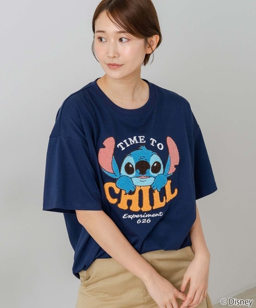 Disney（ディズニー）の「【DISNEY/ディズニー】【ふんわりルーズシルエット 体形カバー】ベイマックス スティッチＴシャツ 半袖 サガラ刺繍 カジュアル キャラクターグッズ（Tシャツ/カットソー・レディース・イエロー/ネイビー/ブラック/ライトグレー・LARGE/MEDIUM）」の14枚目の写真