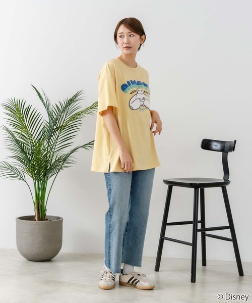 Disney（ディズニー）の「【DISNEY/ディズニー】【ふんわりルーズシルエット 体形カバー】ベイマックス スティッチＴシャツ 半袖 サガラ刺繍 カジュアル キャラクターグッズ（Tシャツ/カットソー・レディース・イエロー/ネイビー/ブラック/ライトグレー・LARGE/MEDIUM）」の16枚目の写真