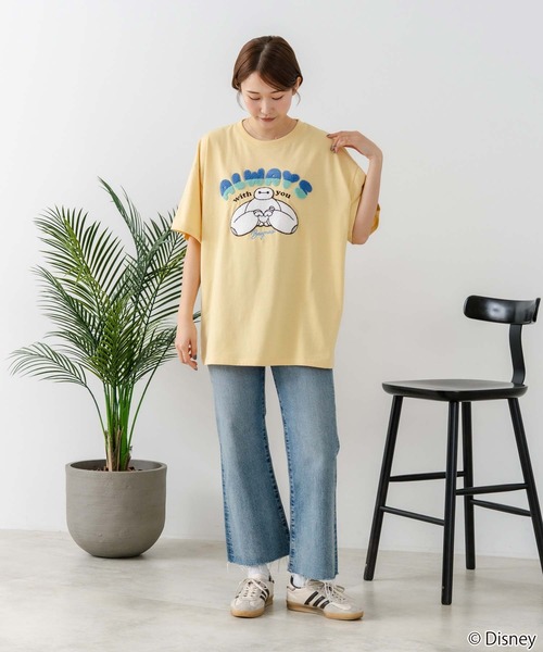 Disney（ディズニー）の「【DISNEY/ディズニー】【ふんわりルーズシルエット 体形カバー】ベイマックス スティッチＴシャツ 半袖 サガラ刺繍 カジュアル キャラクターグッズ（Tシャツ/カットソー・レディース・イエロー/ネイビー/ブラック/ライトグレー・LARGE/MEDIUM）」の17枚目の写真