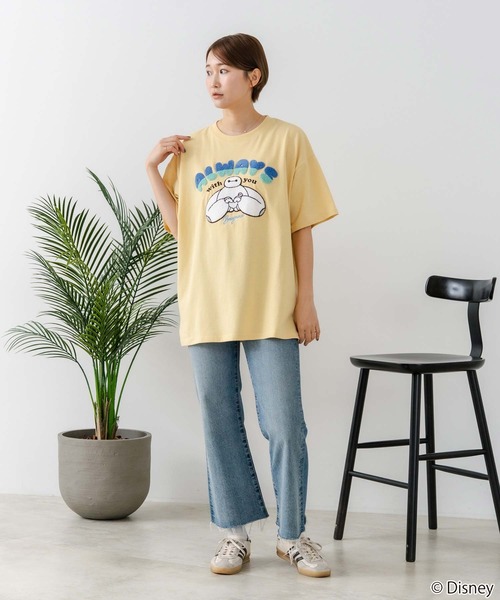 Disney（ディズニー）の「【DISNEY/ディズニー】【ふんわりルーズシルエット 体形カバー】ベイマックス スティッチＴシャツ 半袖 サガラ刺繍 カジュアル キャラクターグッズ（Tシャツ/カットソー・レディース・イエロー/ネイビー/ブラック/ライトグレー・LARGE/MEDIUM）」の19枚目の写真