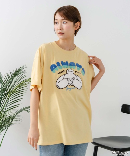 Disney（ディズニー）の「【DISNEY/ディズニー】【ふんわりルーズシルエット 体形カバー】ベイマックス スティッチＴシャツ 半袖 サガラ刺繍 カジュアル キャラクターグッズ（Tシャツ/カットソー・レディース・イエロー/ネイビー/ブラック/ライトグレー・LARGE/MEDIUM）」の21枚目の写真
