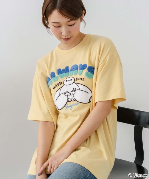 Disney（ディズニー）の「【DISNEY/ディズニー】【ふんわりルーズシルエット 体形カバー】ベイマックス スティッチＴシャツ 半袖 サガラ刺繍 カジュアル キャラクターグッズ（Tシャツ/カットソー・レディース・イエロー/ネイビー/ブラック/ライトグレー・LARGE/MEDIUM）」の22枚目の写真