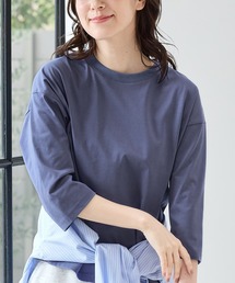 Honeys | 【ハニさら・接触冷感・ＵＶカット】きれいめ７分袖Ｔシャツ(Tシャツ/カットソー)