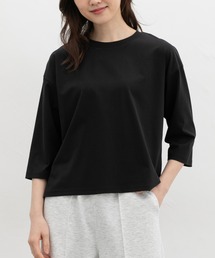 【ハニさら・接触冷感・UVカット】きれいめ7分袖Tシャツ