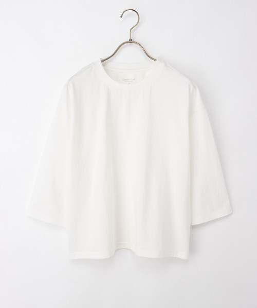 Honeys（ハニーズ）の「【ハニさら・接触冷感・ＵＶカット】きれいめ７分袖Ｔシャツ（Tシャツ/カットソー・レディース・ブラック/ブルー/オフホワイト/ダークブラウン系・S/M/LL/L）」の10枚目の写真