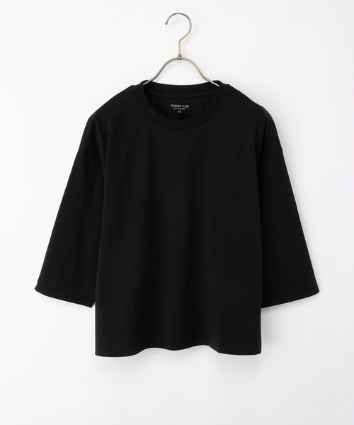 Honeys（ハニーズ）の「【ハニさら・接触冷感・ＵＶカット】きれいめ７分袖Ｔシャツ（Tシャツ/カットソー・レディース・ブラック/ブルー/オフホワイト/ダークブラウン系・S/M/LL/L）」の12枚目の写真