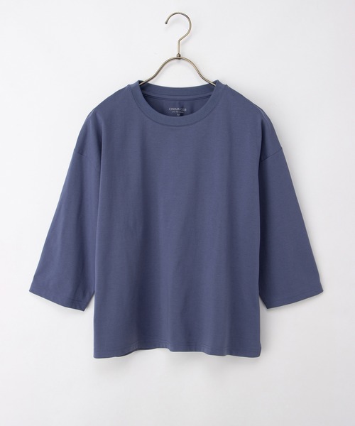 Honeys（ハニーズ）の「【ハニさら・接触冷感・ＵＶカット】きれいめ７分袖Ｔシャツ（Tシャツ/カットソー・レディース・ブラック/ブルー/オフホワイト/ダークブラウン系・S/M/LL/L）」の14枚目の写真