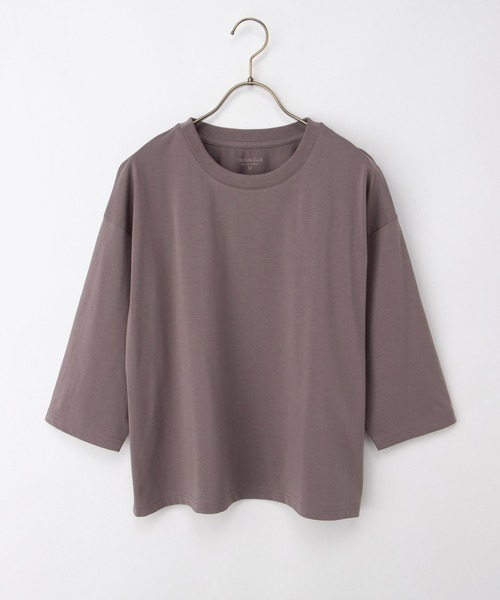 Honeys（ハニーズ）の「【ハニさら・接触冷感・ＵＶカット】きれいめ７分袖Ｔシャツ（Tシャツ/カットソー・レディース・ブラック/ブルー/オフホワイト/ダークブラウン系・S/M/LL/L）」の16枚目の写真