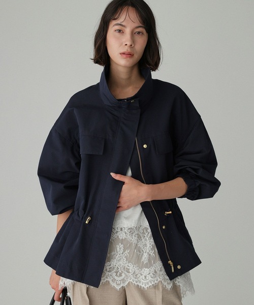 BABYLONE(バビロン)の「撥水ナイロンペプラムブルゾン(ブルゾン・レディース・アイボリー/ネイビー・フリー)」の10枚目の写真