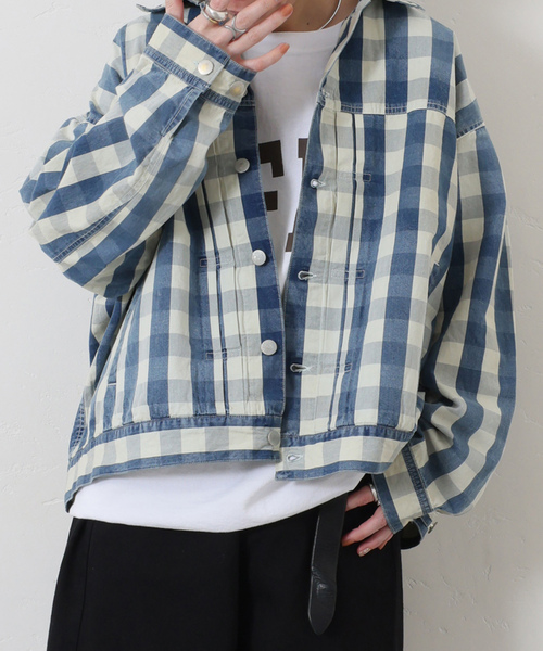 JOURNAL STANDARD LUXE（ジャーナルスタンダード　ラックス）の「Kalina's check BZ（ブルゾン・レディース・スカイブルー・FREE）」の10枚目の写真
