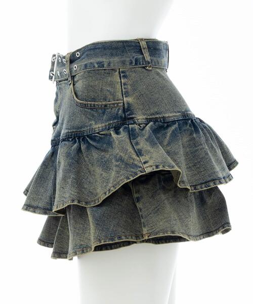 INGNI（イング）の「ベルト付デニムフリルミニスカパン（スカート・レディース・ブルー系その他4/グレー/ブルー系その他・M）」の22枚目の写真