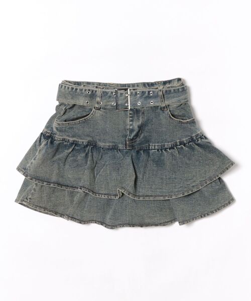 INGNI（イング）の「ベルト付デニムフリルミニスカパン（スカート・レディース・ブルー系その他4/グレー/ブルー系その他・M）」の20枚目の写真