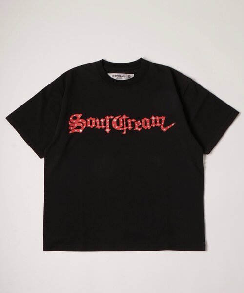 Sourcream(サワークリーム)の「【Sourcream】ラインストーンTシャツ(Tシャツ/カットソー・レディース・ブラック/チャコールグレー・MEDIUM/SMALL)」の1枚目の写真