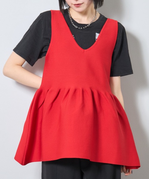 deux amour(ドゥーザムール)の「ペプラムチュニック(チュニック・レディース・ブラック/レッド・M~L)」の17枚目の写真
