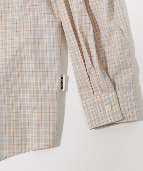 KIJIKO(キジコ)の「ke204-Overfit Check Shirt Gray Beige(シャツ/ブラウス・レディース・サンドベージュ・FREE)」の5枚目の写真