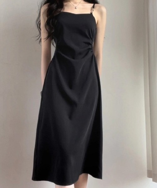 SallyLunn（サリーラン）の「シンプルキャミソールロングワンピース（ワンピース・レディース・ブラック・LARGE/X-LARGE/MEDIUM）」の4枚目の写真