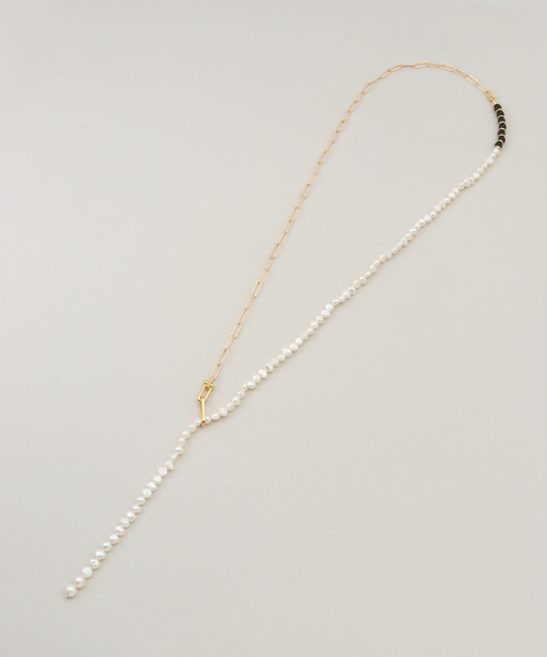 IENA(イエナ)の「EO/イオ PEARL&PC CHAIN NECKLACE WITH ONYX ネックレス BO26SS-08(ネックレス・レディース・ホワイト・FREE)」の2枚目の写真