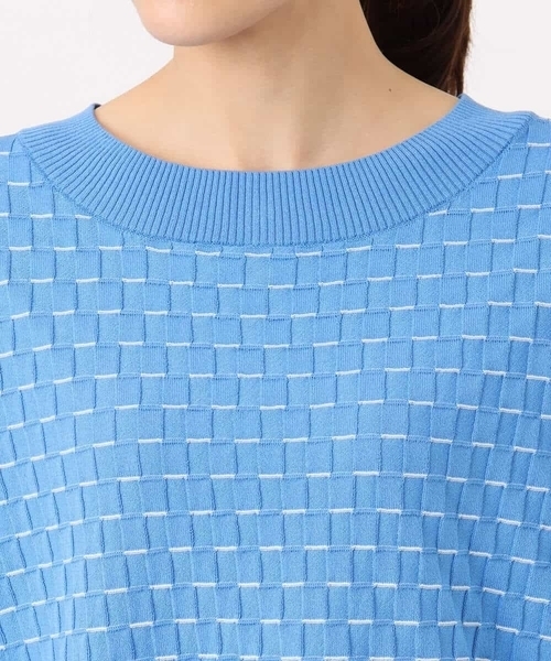 MK MICHEL KLEIN（エムケーミッシェルクラン）の「ブロック調クロップド丈ニット/UVカット/洗える（ニット/セーター・レディース・ホワイト/イエロー/ブルー・38）」の7枚目の写真