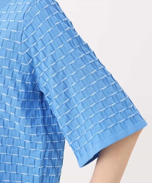MK MICHEL KLEIN（エムケーミッシェルクラン）の「ブロック調クロップド丈ニット/UVカット/洗える（ニット/セーター・レディース・ホワイト/イエロー/ブルー・38）」の9枚目の写真