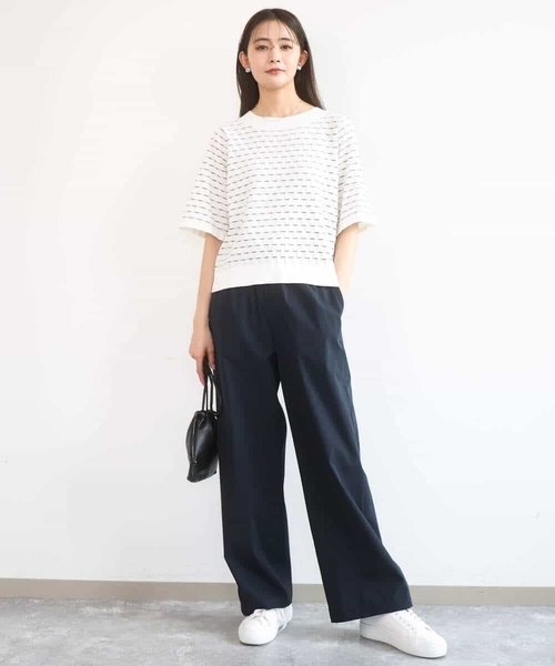MK MICHEL KLEIN（エムケーミッシェルクラン）の「ブロック調クロップド丈ニット/UVカット/洗える（ニット/セーター・レディース・ホワイト/イエロー/ブルー・38）」の20枚目の写真