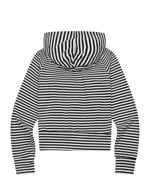 MUCENT(ムセント)の「A'GEM/9 × .kom 『MUCENT/ムセント』SAHARA LEOPARD CROSS STRIPE RAGLAN HOOD ZIP-UP/ストライプラグランジップトップス(パーカー・レディース・ブラック/チャコールグレー・FREE)」の8枚目の写真
