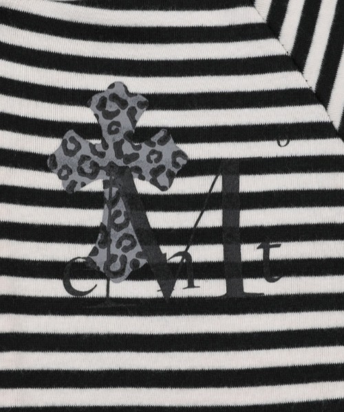 MUCENT(ムセント)の「A'GEM/9 × .kom 『MUCENT/ムセント』SAHARA LEOPARD CROSS STRIPE RAGLAN HOOD ZIP-UP/ストライプラグランジップトップス(パーカー・レディース・ブラック/チャコールグレー・FREE)」の9枚目の写真