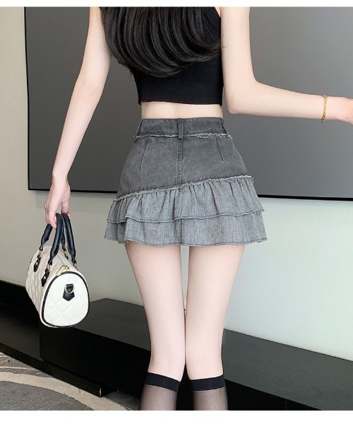 Ritzy(リッツィー)の「フリルデニムミニスカート(スカート・レディース・カーキ/グレー・L/M)」の14枚目の写真