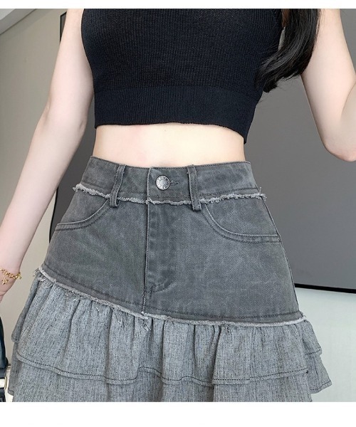 Ritzy(リッツィー)の「フリルデニムミニスカート(スカート・レディース・カーキ/グレー・L/M)」の15枚目の写真