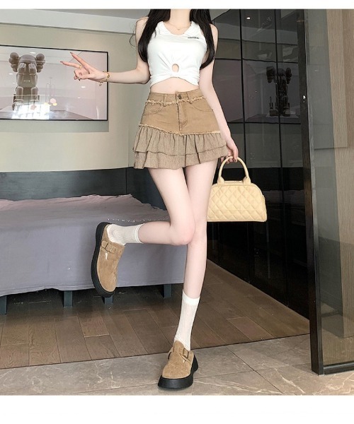Ritzy(リッツィー)の「フリルデニムミニスカート(スカート・レディース・カーキ/グレー・L/M)」の21枚目の写真
