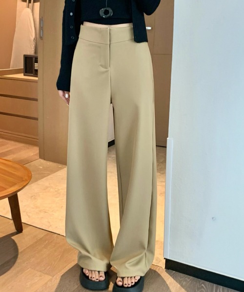 shyam inspiration(シャムインスピレーション)の「シンプルワイドスラックス(スラックス・レディース・ベージュ/チャコールグレー/ブラック・M/L)」の3枚目の写真
