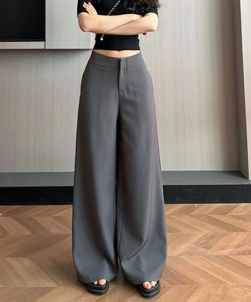 shyam inspiration(シャムインスピレーション)の「シンプルワイドスラックス(スラックス・レディース・ベージュ/チャコールグレー/ブラック・M/L)」の11枚目の写真
