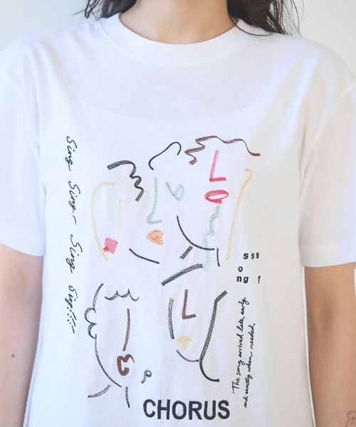 yuni（ユニ　）の「CHORUS embroidery　Tシャツ（Tシャツ/カットソー・レディース・ホワイト/グレー・FREE）」の20枚目の写真