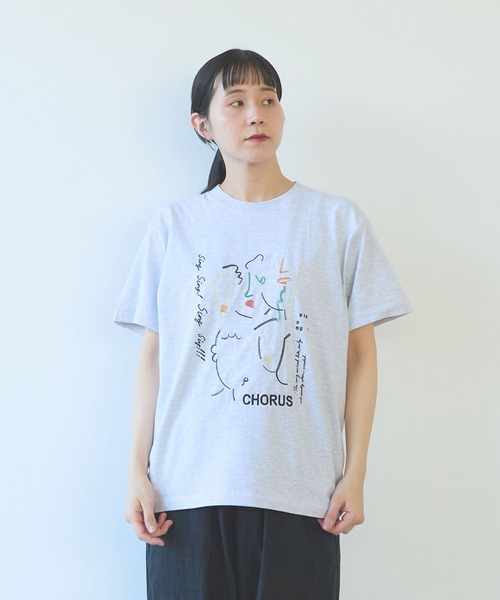 yuni（ユニ　）の「CHORUS embroidery　Tシャツ（Tシャツ/カットソー・レディース・ホワイト/グレー・FREE）」の6枚目の写真