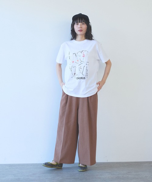 yuni（ユニ　）の「CHORUS embroidery　Tシャツ（Tシャツ/カットソー・レディース・ホワイト/グレー・FREE）」の9枚目の写真