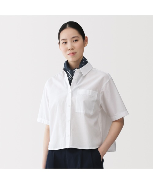無印良品（ムジルシリョウヒン）の「綿　スカーフ（バンダナ/スカーフ・レディース・マスタード/ベージュ/ネイビー/ブラック/オフホワイト/サックスブルー・FREE）」の4枚目の写真