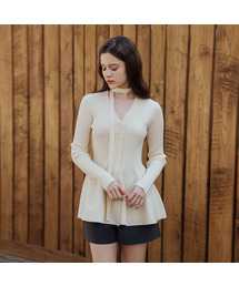 Flared V Neck Knit Cardigan
