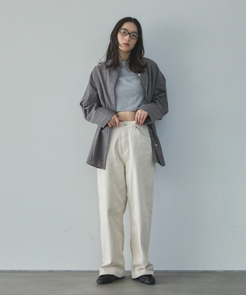 feepur（フェピュール）の「ミニチェックオーバーシャツ（シャツ/ブラウス・レディース・グレー/アイボリー・MEDIUM）」の5枚目の写真