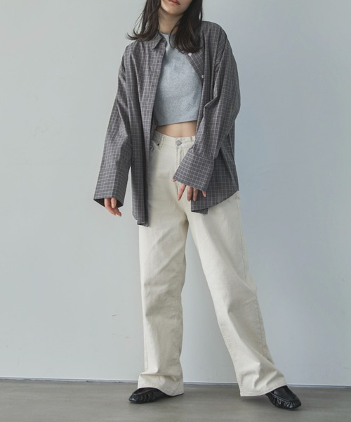 feepur（フェピュール）の「ミニチェックオーバーシャツ（シャツ/ブラウス・レディース・グレー/アイボリー・MEDIUM）」の3枚目の写真