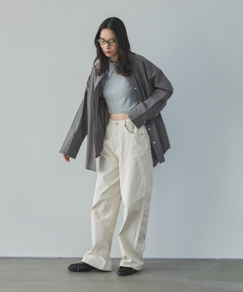 feepur（フェピュール）の「ミニチェックオーバーシャツ（シャツ/ブラウス・レディース・グレー/アイボリー・MEDIUM）」の7枚目の写真